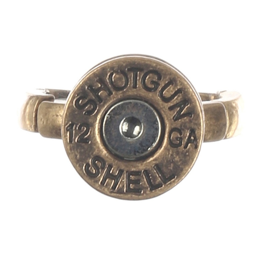 Aged Finish Gold Burnished Metal Shell Ring